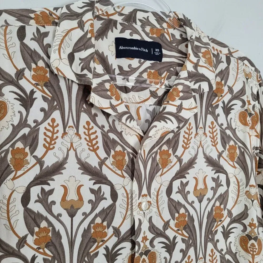 Abercrombie & Fitch Size XS Men's Button Shirt Camp Short Sleeve Floral Multi - Picture 8 of 12